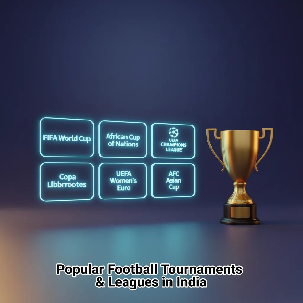 Popular football tournaments and leagues in India: FIFA World Cup, UCL, ISL, EPL, La Liga, Serie A, AFC Champions League.
