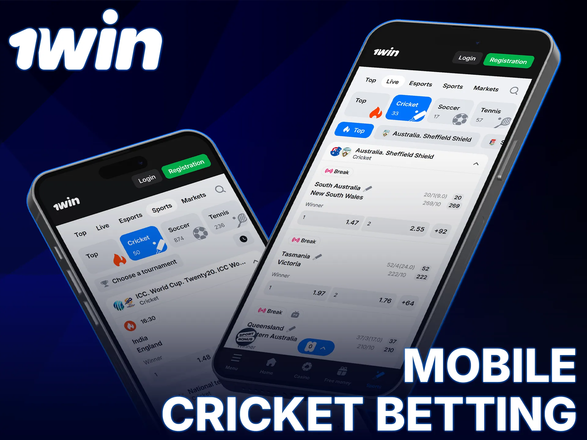 Enjoy mobile cricket betting by using the official 1win app.