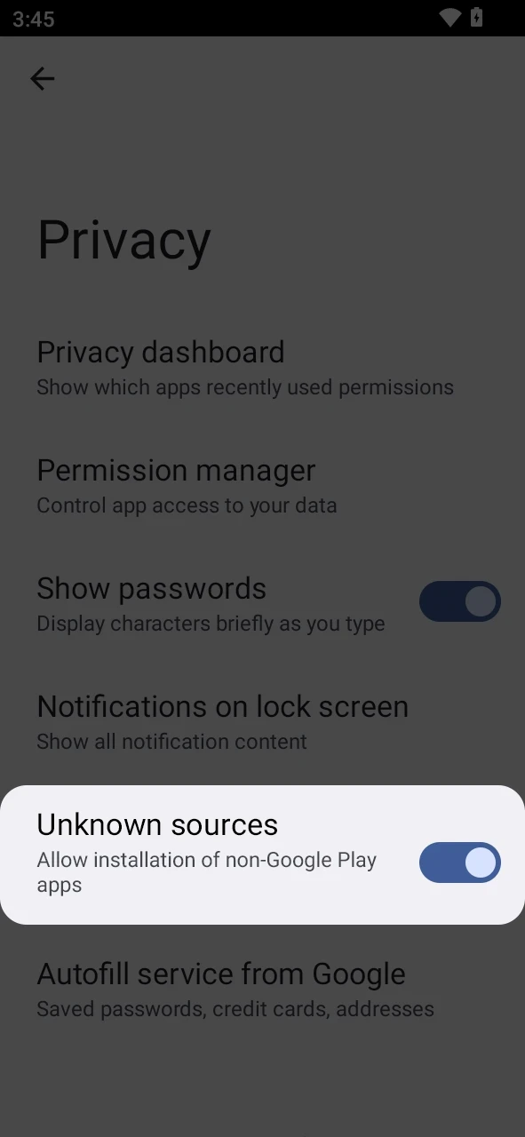 Change your settings to allow Android to install the 1win app from a mobile browser.