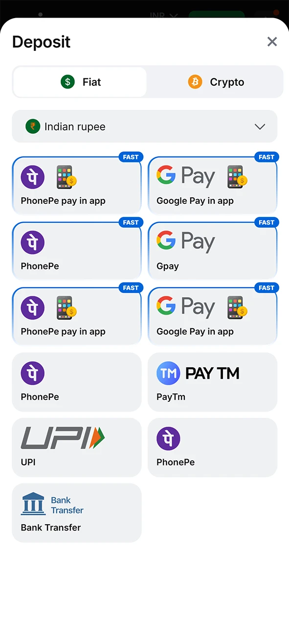 Log in and open the 1win deposit page to add funds.