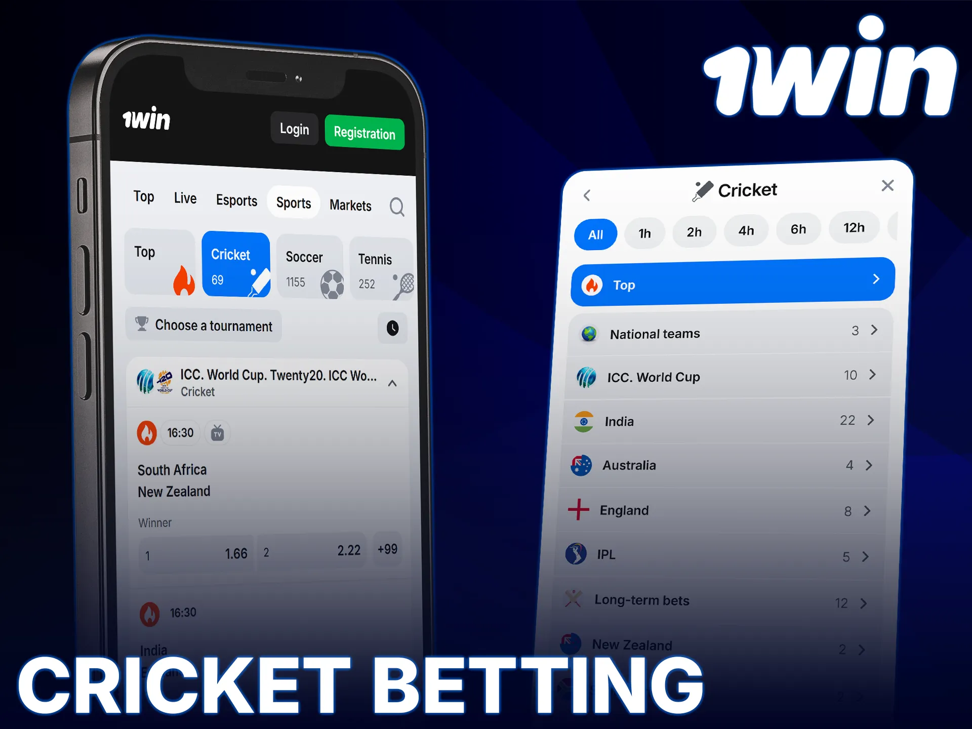 Place bets on cricket matches using the 1win iOS App.