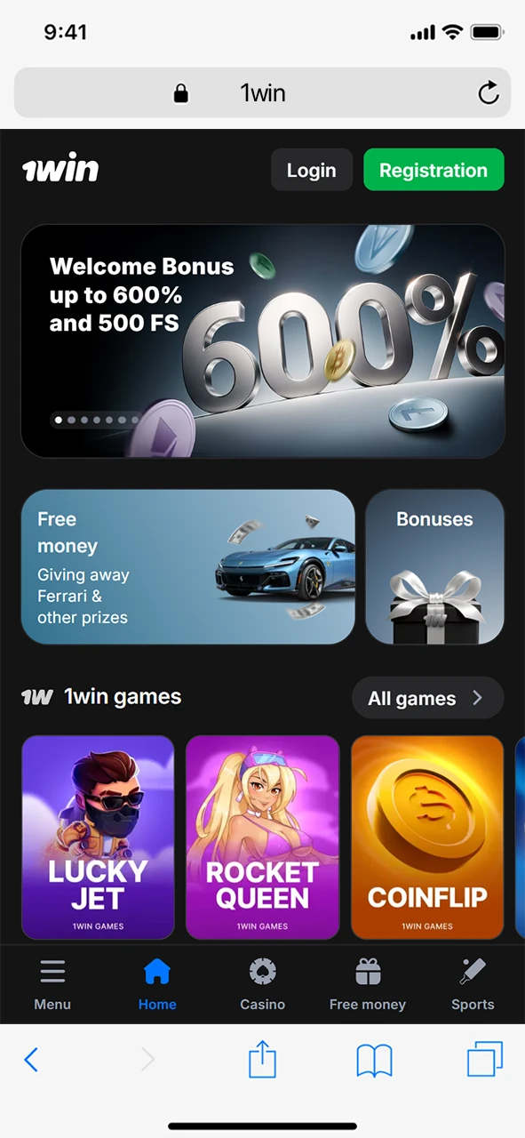 Open your Safari browser to access the 1win iOS website.