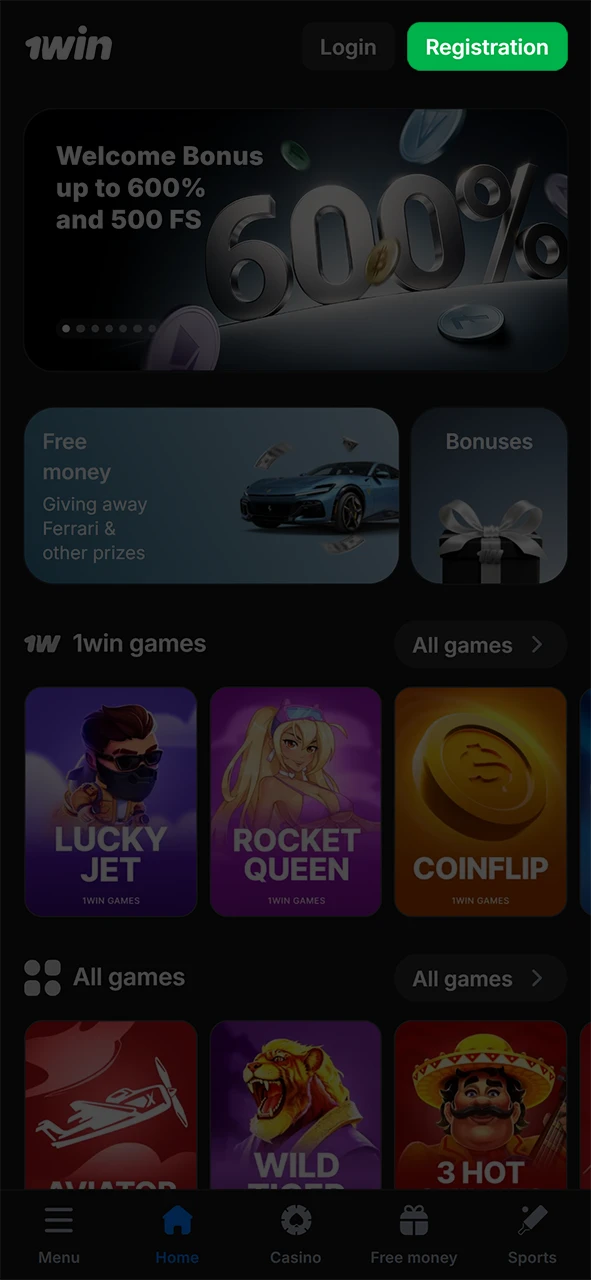 Open the 1win App on your iOS device to get started.