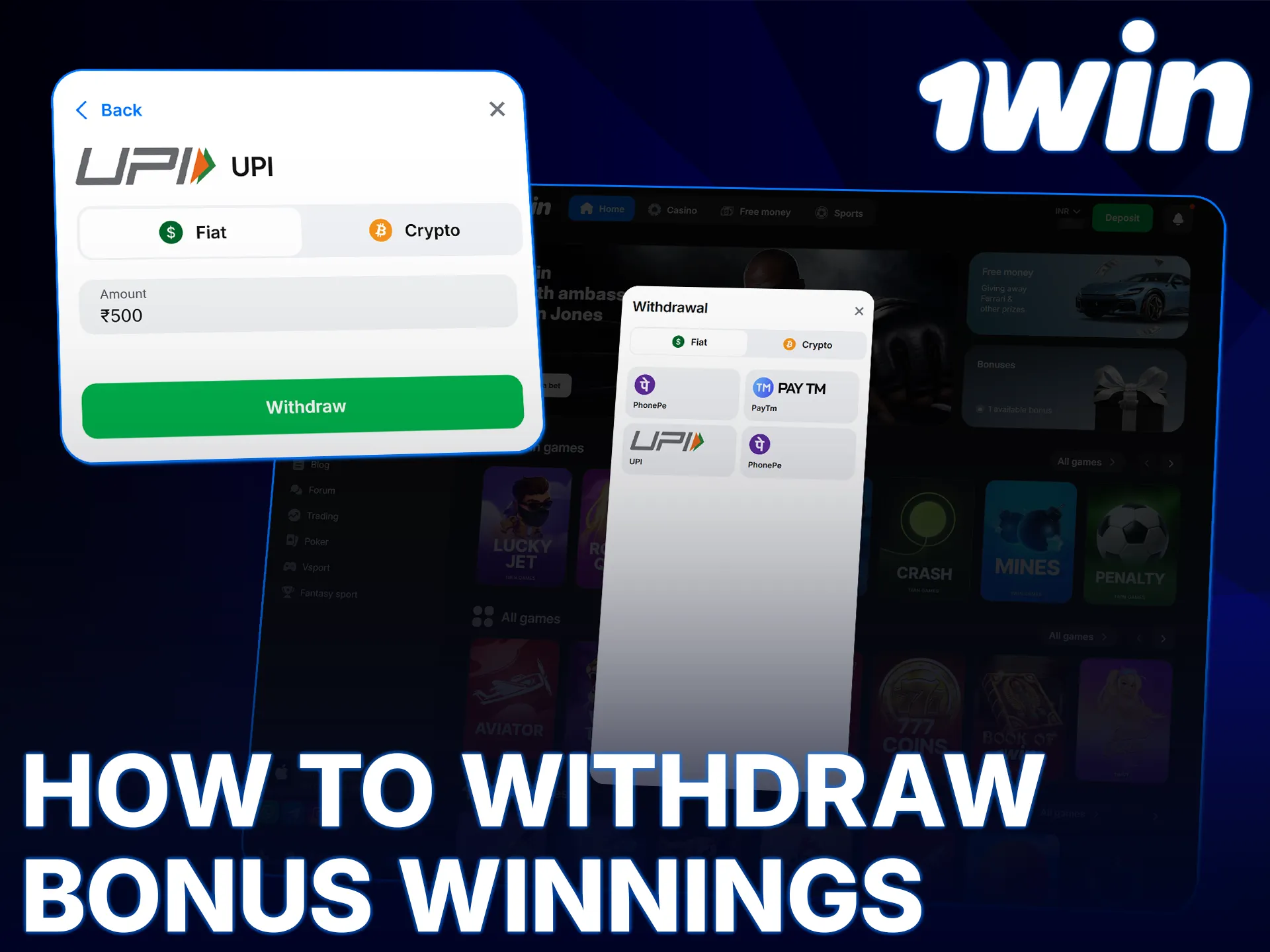 Learn how to withdraw winnings earned from the 1win promo code.