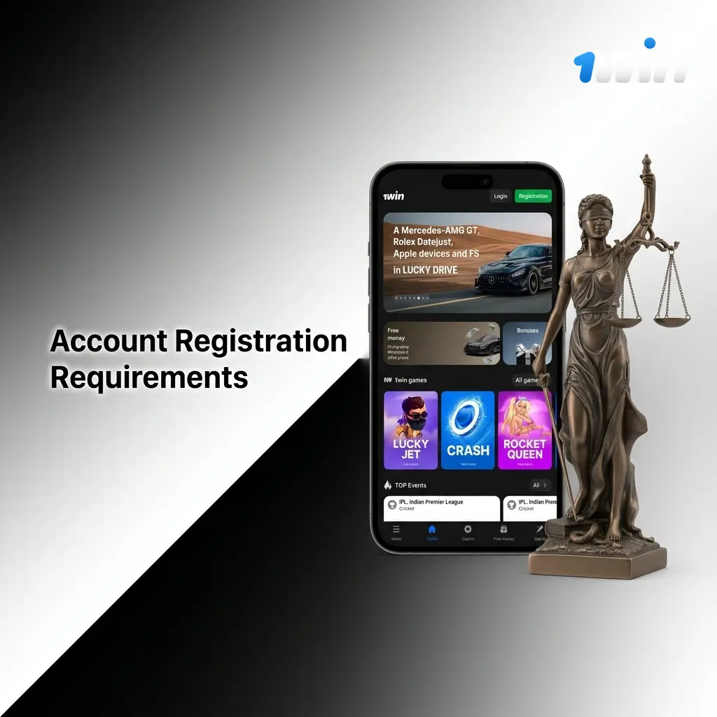 1win account registration requirements: age 18+, one account per player, valid ID details, Indian phone number, INR currency