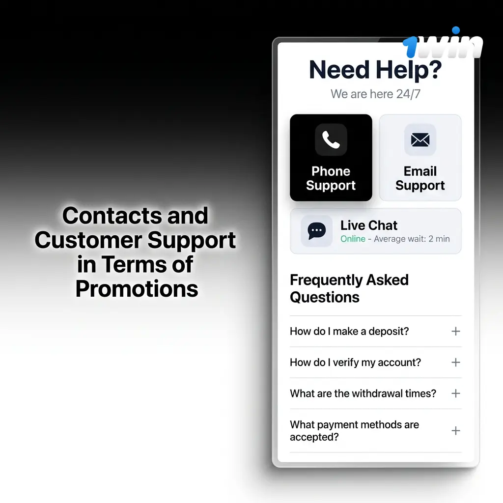 1win 24/7 customer support channels for bonus and promo code help via live chat, email, Telegram, and WhatsApp