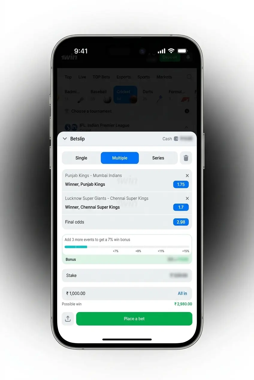 Step-by-step guide to registering, depositing, and placing your first cricket bet on 1win