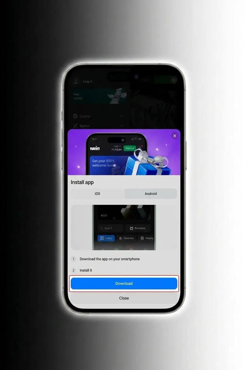 Step-by-step guide showing how to download and install the Aviator 1win APK on an Android device