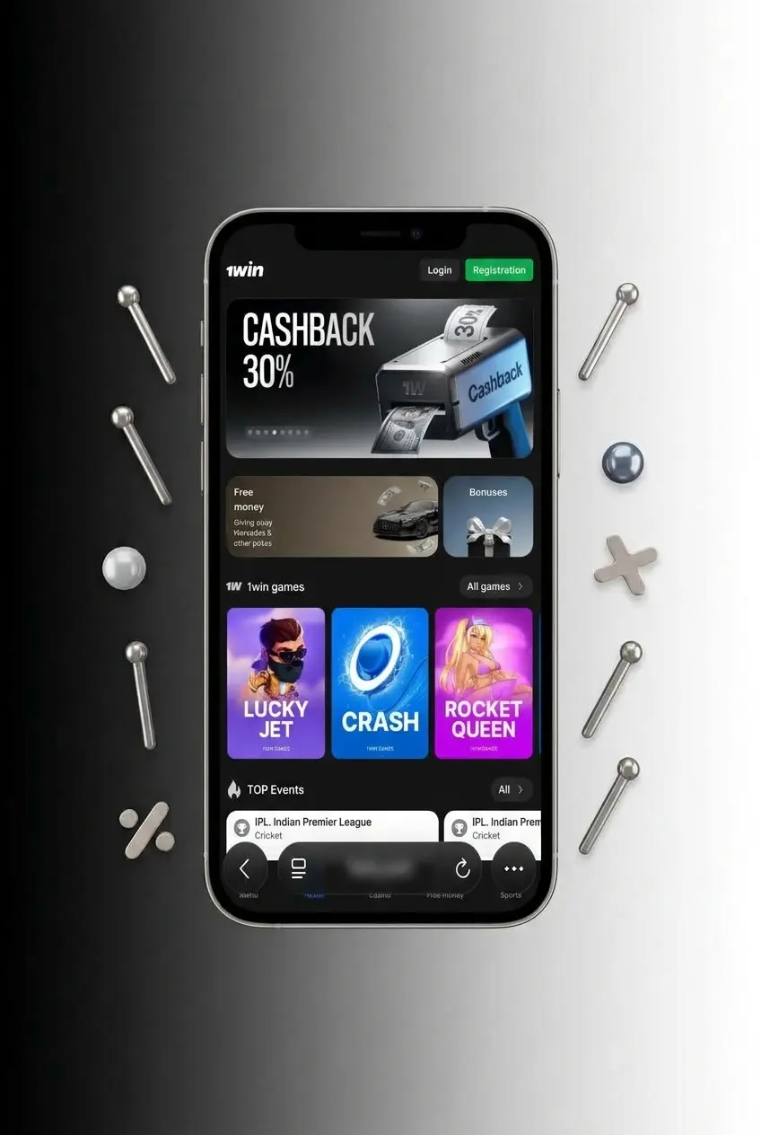 1win Plinko app APK download screen on Android smartphone showing casino lobby access