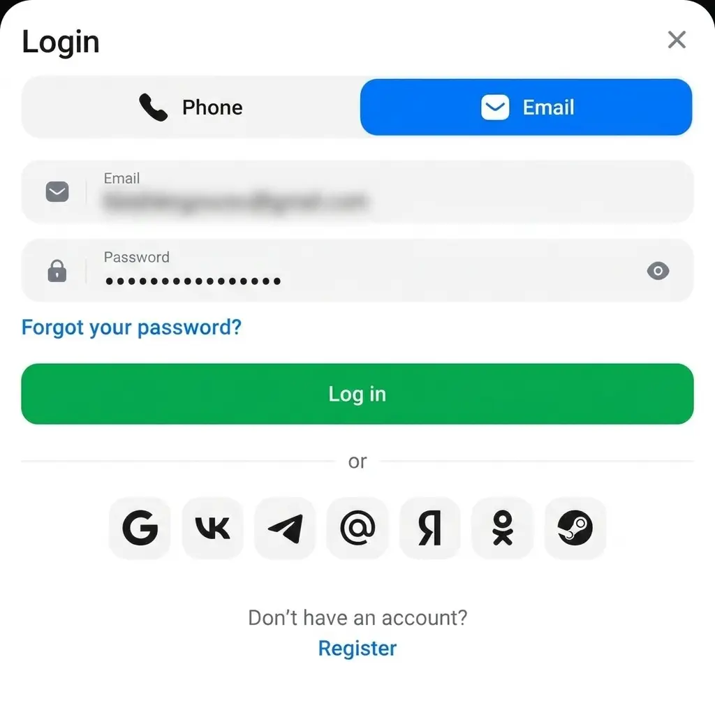Step-by-step guide showing how to register on 1win in India using phone, email, or social account