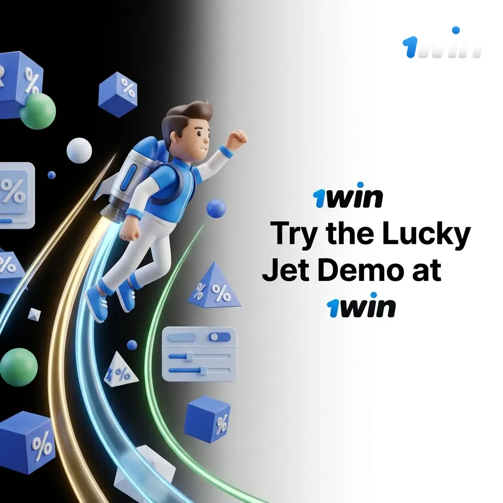 Lucky Jet demo at 1win showing multiplier rise and cash out button for free practice play