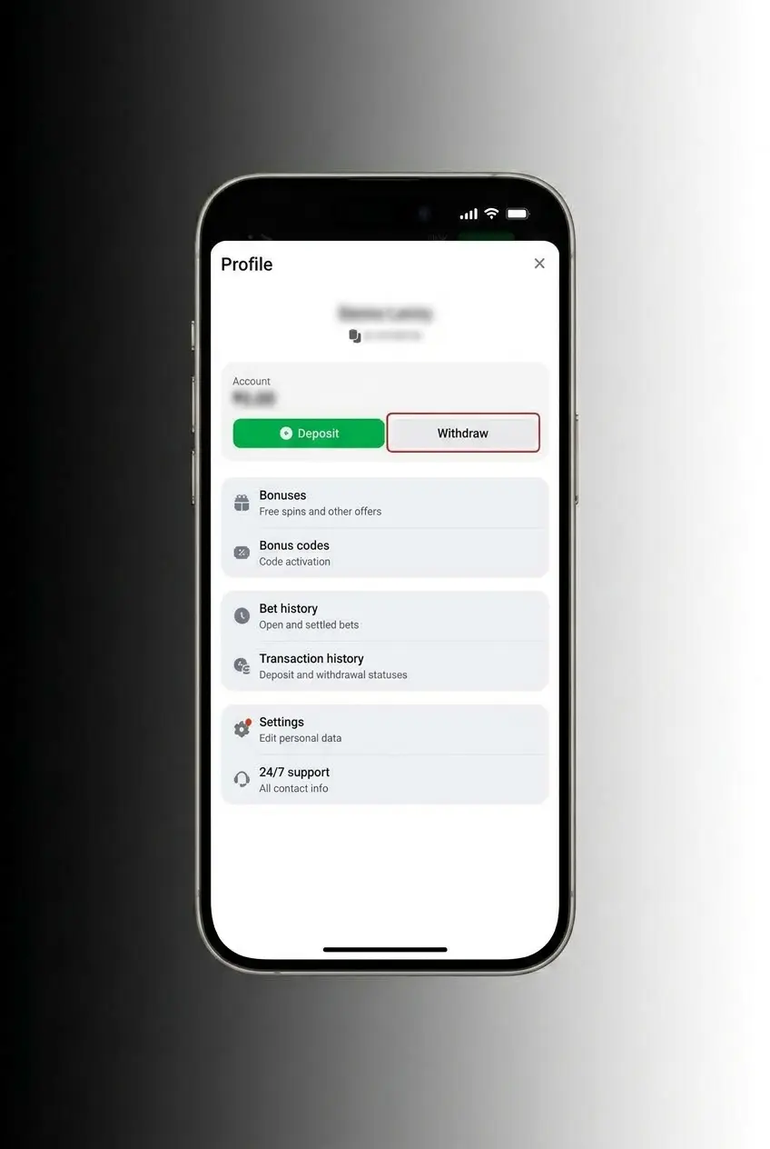 Step-by-step guide showing how to withdraw money from 1win account using UPI, cards, or crypto wallet options