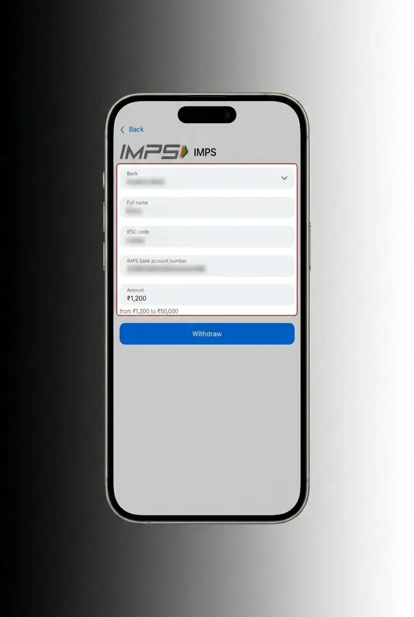 Step-by-step guide showing how to withdraw money from 1win account using UPI, cards, or crypto wallet options